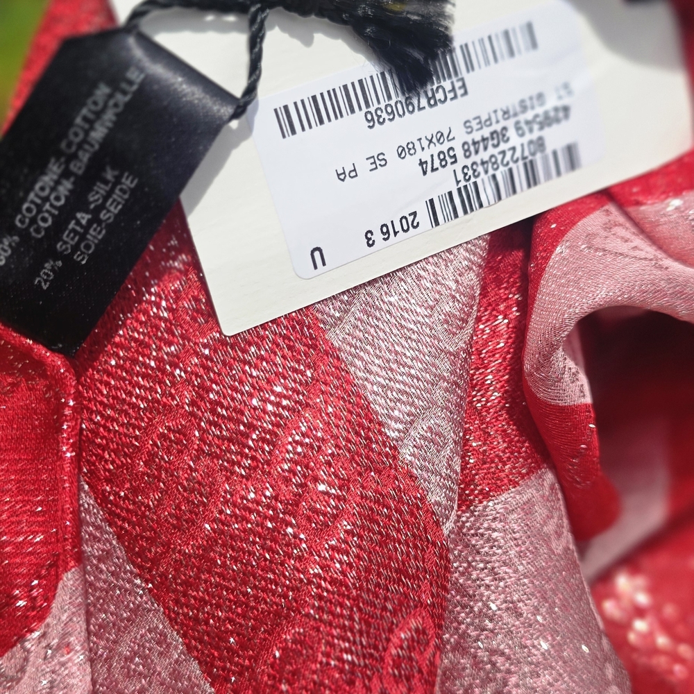 GUCCI PINK and RED ST GSTRIPES GG 70 x 180 UNISEX new - Picture 5 of 10